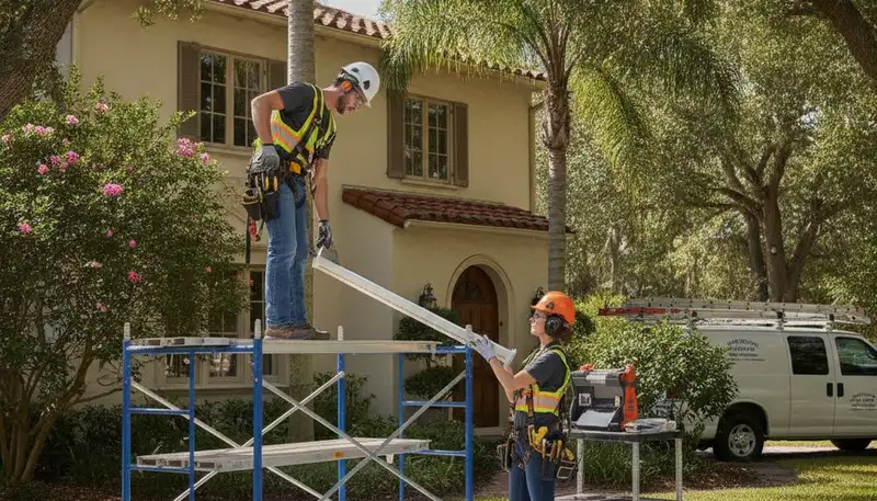 Kissimmee, FL plumbing repair technician servicing a residential pipe leak for local homeowners
