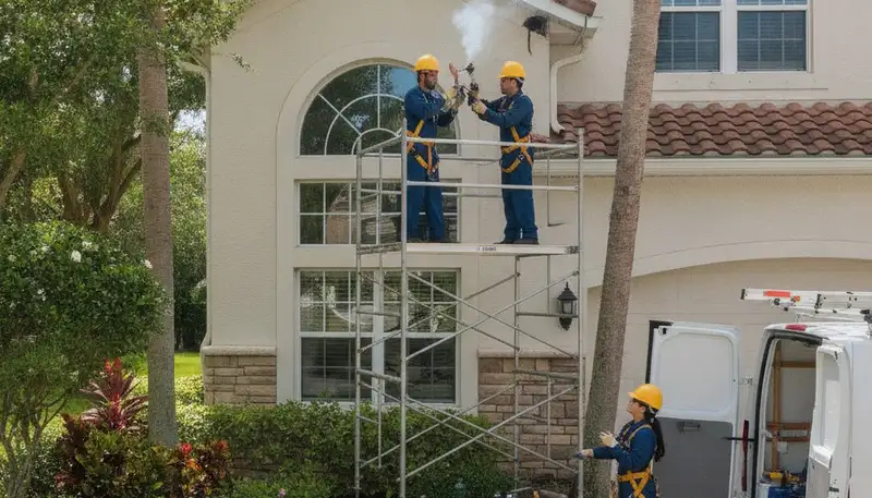 Kissimmee, FL plumber repairing a sink pipe for residential plumbing service