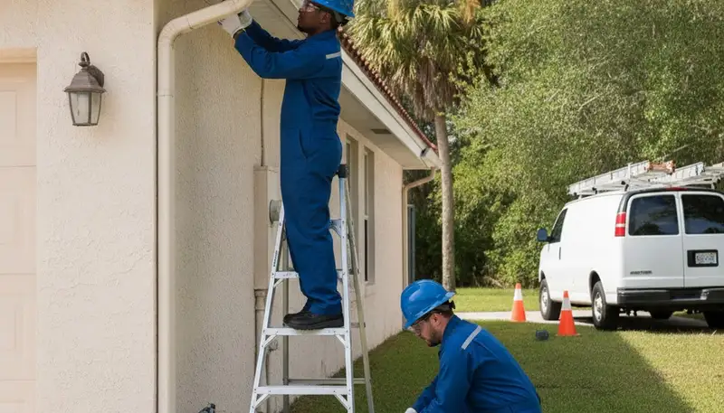 Kissimmee, FL plumber repairing a residential pipe leak for emergency plumbing service
