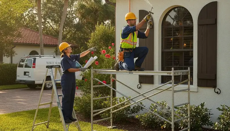 Plumber repairing a pipe in Kissimmee, FL for residential plumbing service