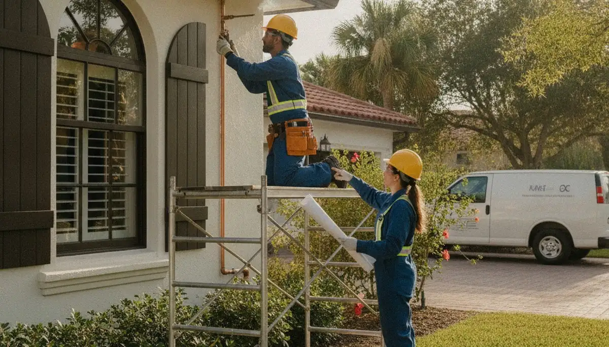Kissimmee, FL plumber repairing a leak in a residential plumbing system
