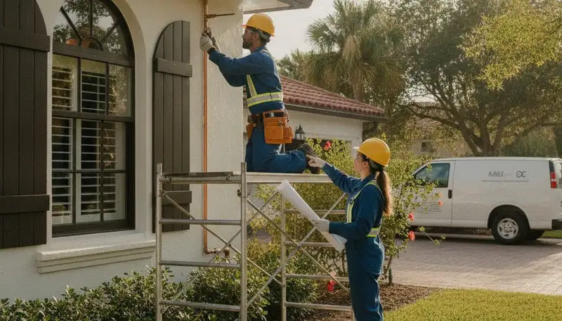 Kissimmee, FL plumber repairing a leak in a residential plumbing system