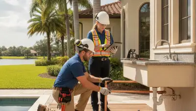 Kissimmee, FL plumber repairing a sink leak for a local plumbing service
