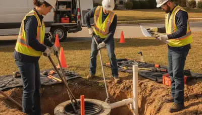 Septic repair service truck in Kissimmee, FL for home plumbing inspections and system maintenance