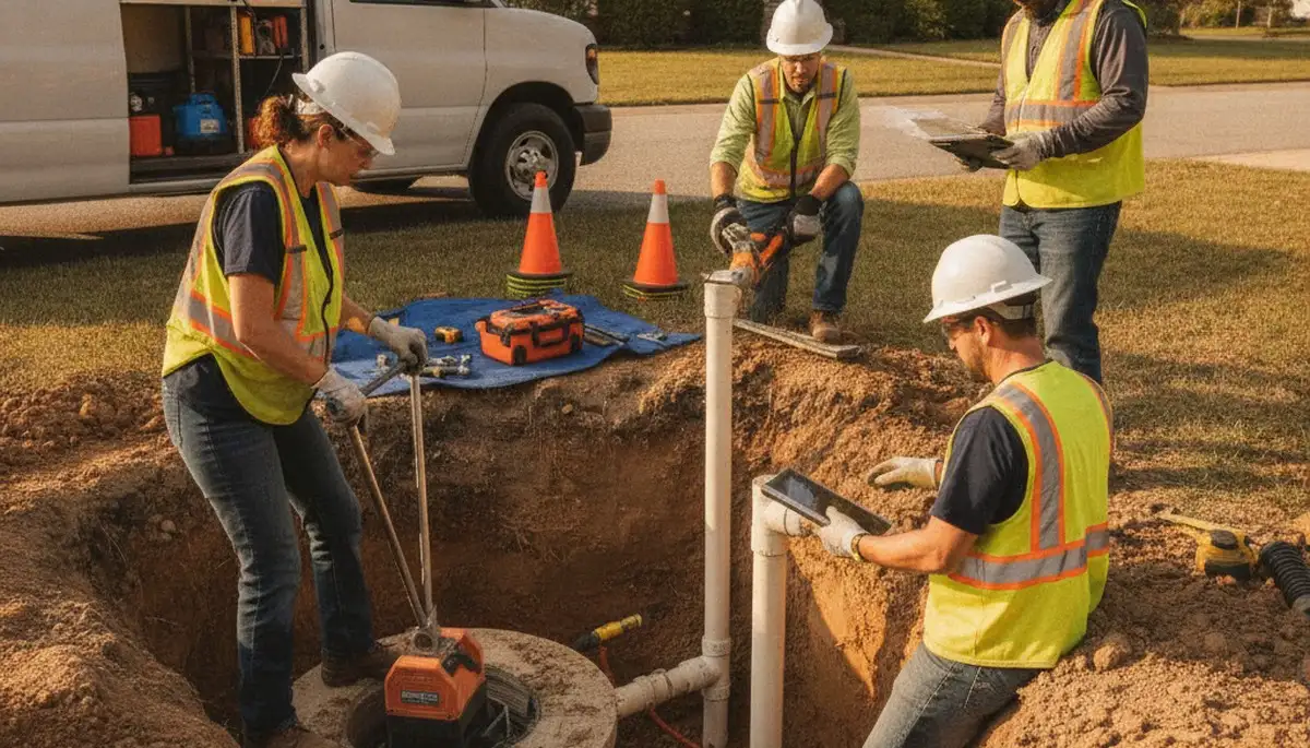 Septic repair truck for Kissimmee, FL homes, on call for plumbing inspections and service
