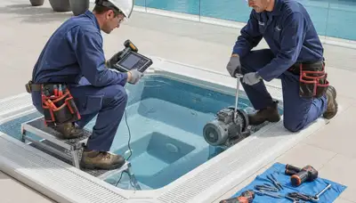 Spa repair technician servicing a home spa in Kissimmee, FL for On Call Plumbers